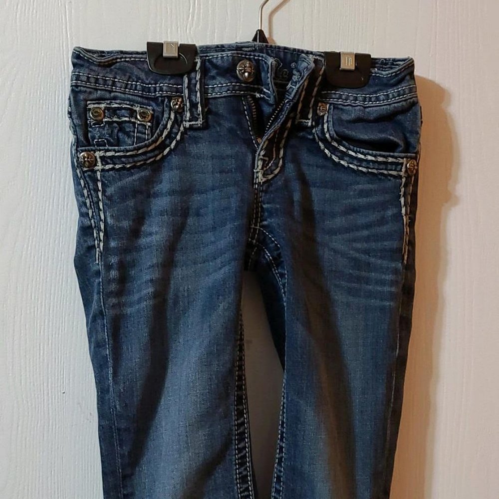 Miss Me Girls Size 10 Denim Capri, Medium Wash